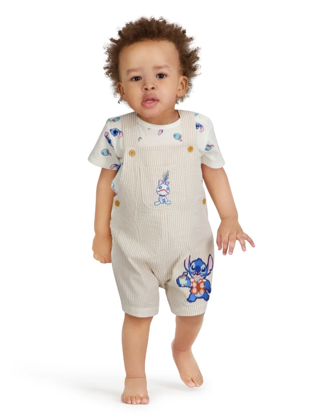 Disney Stitch Baby Boy 2 Piece Shortall Set